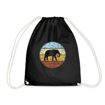 Elefant Retro - Turnbeutel - Schwarz - Vorne