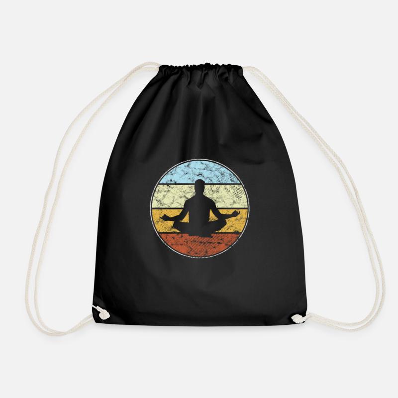 Meditation Retro - Drawstring Bag - black