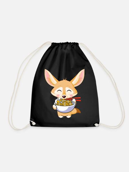 Fennec-füchse Essen Ramen-nudeln Fennec-füchse - Turnbeutel - Schwarz