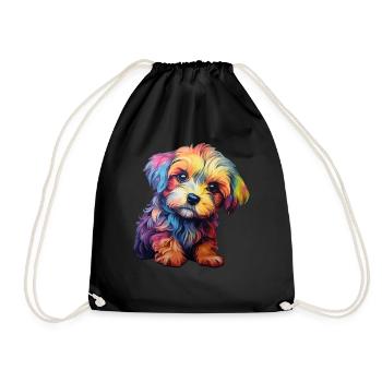 Doggy rainbow - Drawstring Bag - black - Front