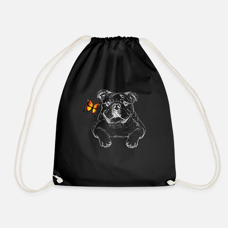 Englische Bulldogge mit Schmetterling - Turnbeutel - Schwarz
