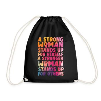Feminist Watercolor A Strong Woman - Turnbeutel - Schwarz - Vorne