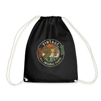 1971 Birthday Vintage All Original Parts - Drawstring Bag - black - Front