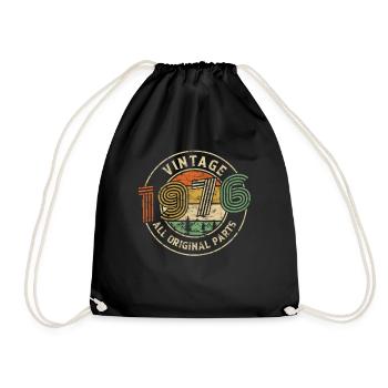 1976 Birthday Vintage All Original Parts - Drawstring Bag - black - Front