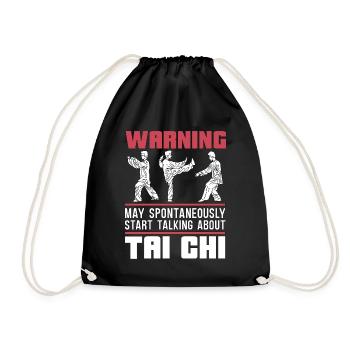 Tai Chi Warning May Spontaneously Start Taijiquan - Drawstring Bag - black - Front