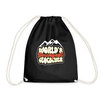 The youngest geocacher in the world - Geocaching - Drawstring Bag - black - Front