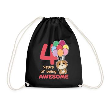 Cochons d’Inde pour les enfants de 4ème anniversaire quatre - Sac de sport léger - noir - Devant