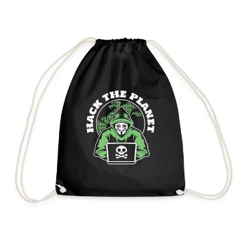 Hack The Planet Phishing Sniffer Social - Drawstring Bag - black - Front