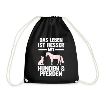 Hunde Pferdeliebhaber Hundeliebhaber Pferde - Turnbeutel - Schwarz - Vorne