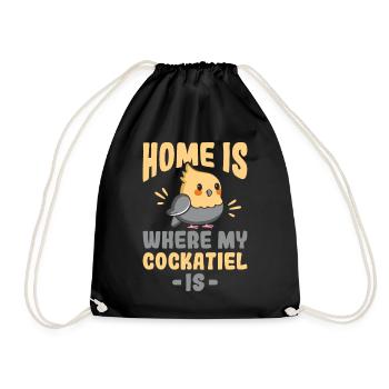 La maison est l’endroit où mon Cockatiel est Nymphensittich - Sac de sport léger - noir - Devant