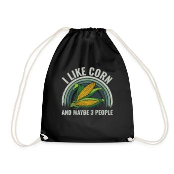 I like Corn and maybe 3 People - Mais Bauer - Drawstring Bag - black - Front