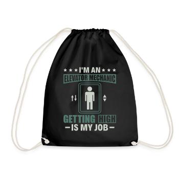 Elevator Mechanic - Aufzug Fahrstuhl Aufzugmonteur - Drawstring Bag - black - Front
