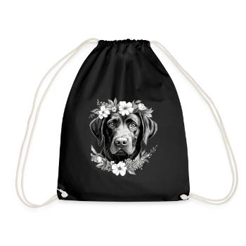 Labrador Dog Dog Owner Wau Flower Retriever - Drawstring Bag - black - Front