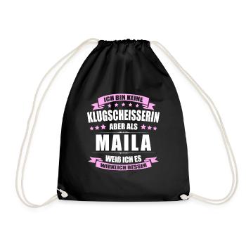 Name Maila Vorname Klugscheisserin Namenstag - Turnbeutel - Schwarz - Vorne