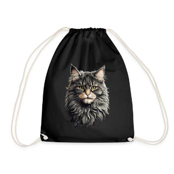 Maine Coon Cat Elegant Cat Design - Drawstring Bag - black - Front