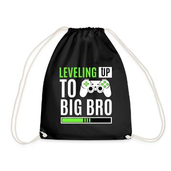 Stufenaufstieg zu Big Bro Gamer Baby Ankündigung - Turnbeutel - Schwarz - Vorne