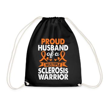 Husband of Multiple Sclerosis Warrior Awareness - Drawstring Bag - black - Front