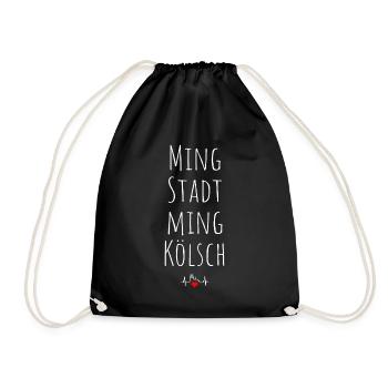 Ming Stadt Ming Kölsch Kölle Kölner Karneval Köln - Turnbeutel - Schwarz - Vorne