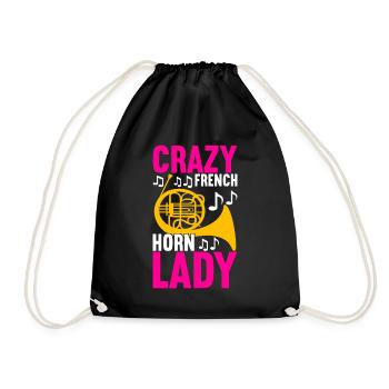 Horn Brass Instrument - Drawstring Bag - black - Front