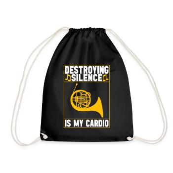 Horn Brass Instrument - Drawstring Bag - black - Front
