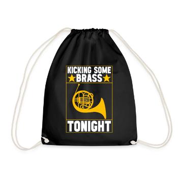 Horn Brass Instrument - Drawstring Bag - black - Front