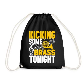 Horn Brass Instrument - Drawstring Bag - black - Front