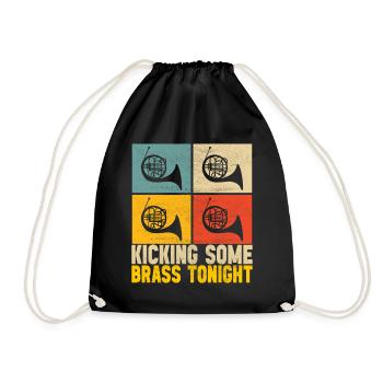 Horn Brass Instrument - Drawstring Bag - black - Front