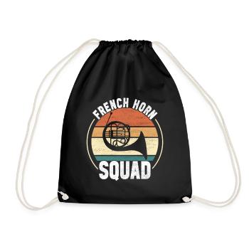 Horn Brass Instrument - Drawstring Bag - black - Front