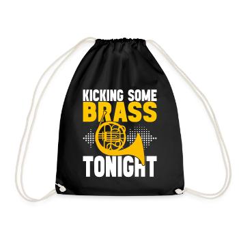 Horn Brass Instrument - Drawstring Bag - black - Front