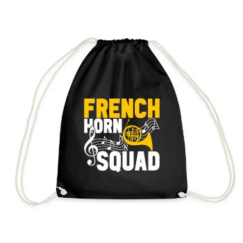 Horn Brass Instrument - Drawstring Bag - black - Front