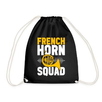 Horn Brass Instrument - Drawstring Bag - black - Front