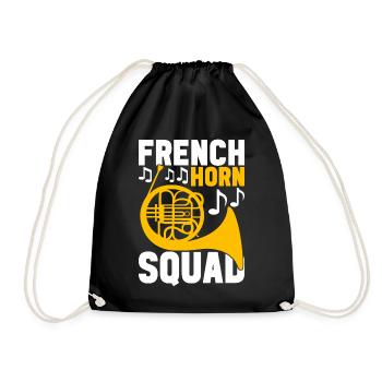 Horn Brass Instrument - Drawstring Bag - black - Front