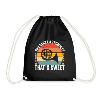 Horn Brass Instrument - Drawstring Bag - black - Front
