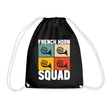 Horn Brass Instrument - Drawstring Bag - black - Front