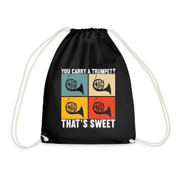 Horn Brass Instrument - Drawstring Bag - black - Front
