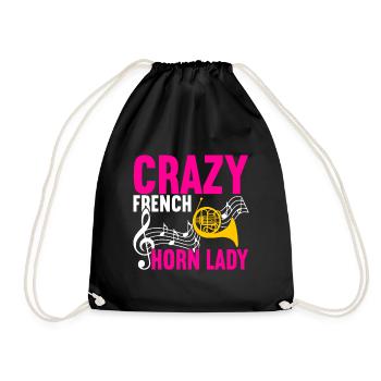 Horn Brass Instrument - Drawstring Bag - black - Front