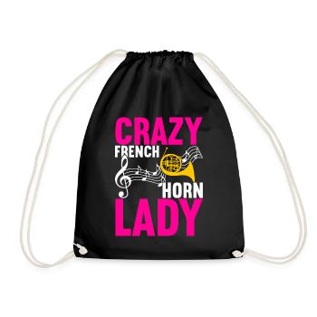 Horn Brass Instrument - Drawstring Bag - black - Front