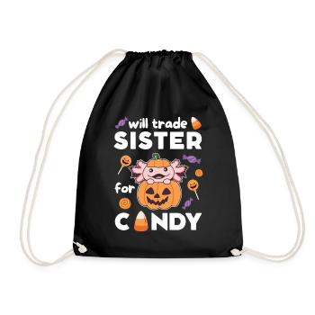 Axolotl Halloween swap brother for sweets - Drawstring Bag - black - Front