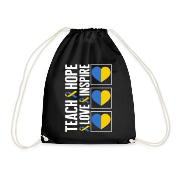 World Down Syndrome Day Shirt, Teach Hope Love - Drawstring Bag - black - Front