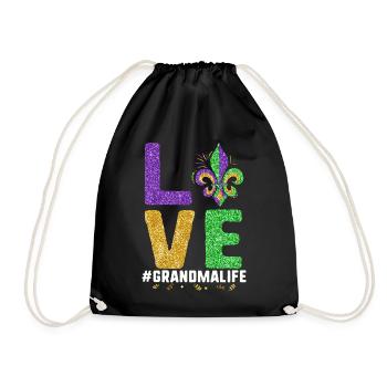 Ich liebe Oma Leben Mardi Gras Oma Fleur - Turnbeutel - Schwarz - Vorne
