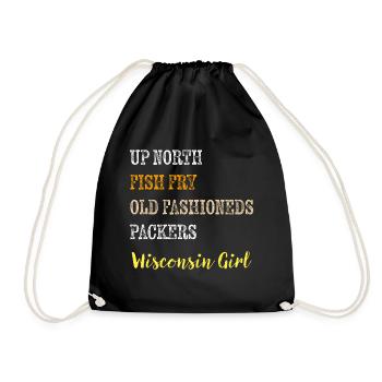 Fish Fry T-shirt Fridays Old Fashioneds Wisconsin - Drawstring Bag - black - Front