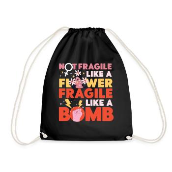 Feminist Not Fragile Like A Flower - Drawstring Bag - black - Front