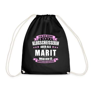 Name Marit Vorname Klugscheisserin Namenstag - Turnbeutel - Schwarz - Vorne