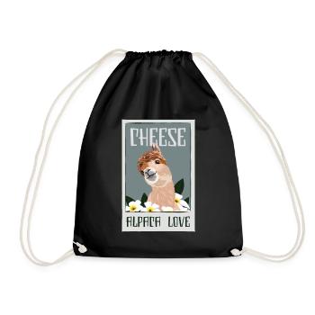 Cheese Alpaca Love Lama Pako Huacaya - Drawstring Bag - black - Front