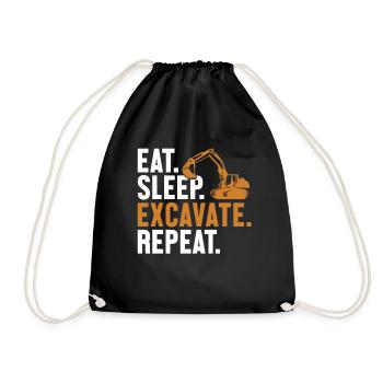 Eat Sleep Excavate Repeat Seilbagger Excavator - Turnbeutel - Schwarz - Vorne