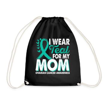 Apply teal for the month to the - Drawstring Bag - black - Front