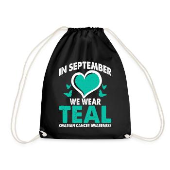 In September we wear the turquoise month - Drawstring Bag - black - Front