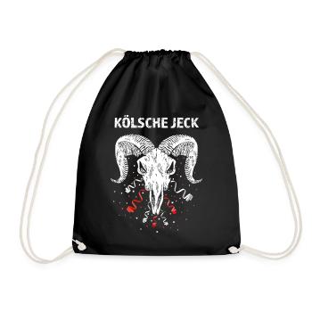 Kölsche Jeck Geißbock Rot Weiß Karneval Konfetti - Turnbeutel - Schwarz - Vorne