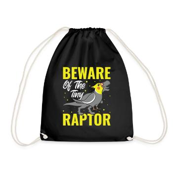 Beware of the tiny Raptor - cockatiel - Drawstring Bag - black - Front