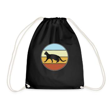 Katze Retro - Turnbeutel - Schwarz - Vorne